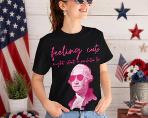 Washington Portrait Tee Pink Sunglasses Revolution Humor (1)