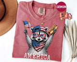 Comfort Colors America Raccoon Dog 4th July Raccoon Patriotic American Flag Tee Retro Usa Animal (2)