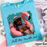 Chill Fourth Patriotic Dachshund Comfort Colors 4th July Tee Wiener Dog Usa Summer Pool Party Tee (2)