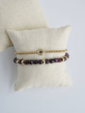 Gold Beaded Crystal Bracelet Stack - Set of 2 Waterproof Non-Tarnish