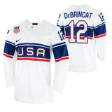 2022 beijing winter olympic #12 alex-debrincat-usa-hockey-men home-white-jersey