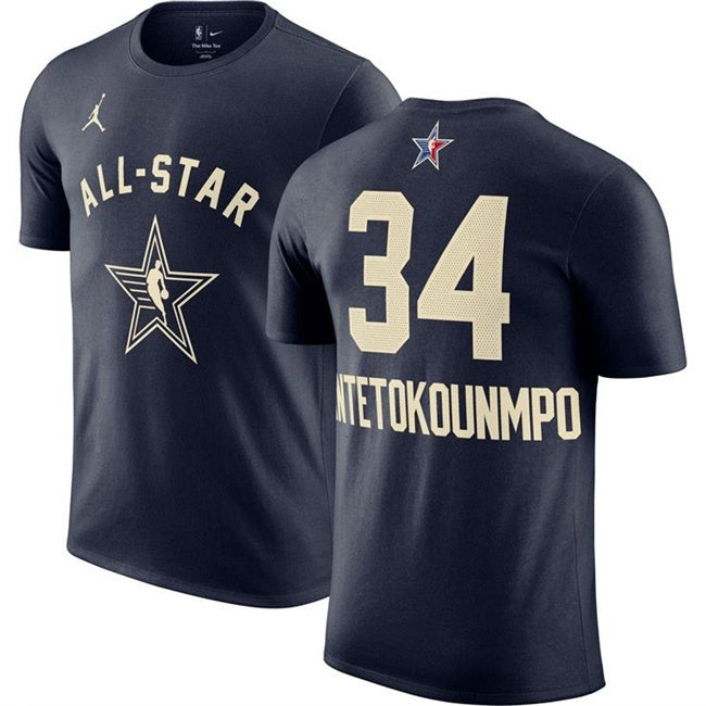 2024 All-Star #34 Giannis Antetokounmpo Navy T-Shirt Style 2