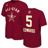 2024 All-Star #5 Anthony Edwards Crimson T-Shirt Style 2
