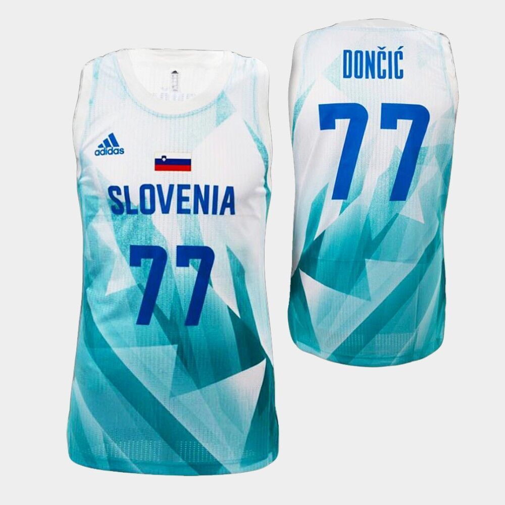 #77 Doncic Tokyo Olympic Slovenia jersey white Tokyo Olympics Team Doncic White Style 3