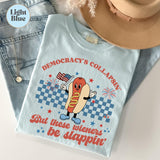 Democracy'S Collapsin Wieners Slappin Groovy Liberal Fourth July Dog Glizzy Retro Mascot Anti Trump Leftist Humor (4)