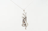 Vintage Designer KABANA Kittens Cats Sterling Silver Necklace Pendant