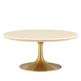 Lippa 36Ó Round Artificial Travertine  Coffee Table