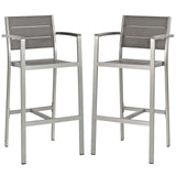 Shore Bar Stool Outdoor Patio Aluminum Set of 2