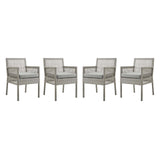 Aura Dining Armchair Outdoor Patio Wicker Rattan Set of 4