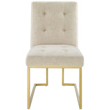 Privy Gold Stainless Steel Upholstered Fabric Dining Accent Chair