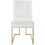 Privy Gold Stainless Steel Upholstered Fabric Dining Accent Chair