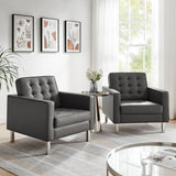 Loft Tufted Vegan Leather Armchairs - Set of 2