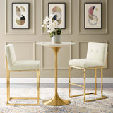 Privy Gold Stainless Steel Performance Velvet Bar Stool Set of 2