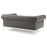 Idyll Tufted Upholstered Leather Sofa and Loveseat Set
