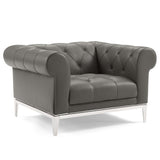 Idyll Tufted Upholstered Leather Armchair Set of 2