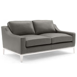 Harness Stainless Steel Base Leather Loveseat &amp; Armchair Set