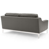 Harness Stainless Steel Base Leather Loveseat &amp; Armchair Set