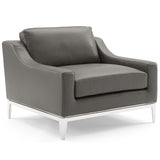Harness Stainless Steel Base Leather Loveseat &amp; Armchair Set
