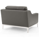 Harness Stainless Steel Base Leather Loveseat &amp; Armchair Set