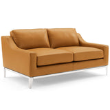 Harness Stainless Steel Base Leather Loveseat &amp; Armchair Set