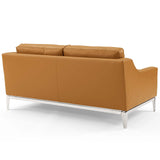 Harness Stainless Steel Base Leather Loveseat &amp; Armchair Set