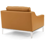 Harness Stainless Steel Base Leather Loveseat &amp; Armchair Set