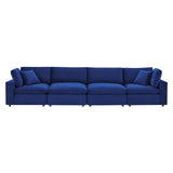 Commix Down Filled Overstuffed Performance Velvet 4-Seater Sofa