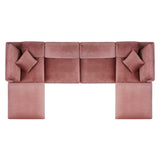 Commix Down Filled Overstuffed Performance Velvet 6-Piece Sectional Sofa