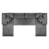 Commix Down Filled Overstuffed Performance Velvet 6-Piece Sectional Sofa