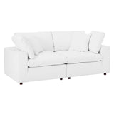 Commix Down Filled Overstuffed Vegan Leather Loveseat