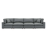 Commix Down Filled Overstuffed Vegan Leather 4-Seater Sofa