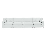 Commix Down Filled Overstuffed Vegan Leather 4-Seater Sofa