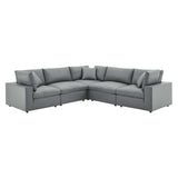 Commix Down Filled Overstuffed Vegan Leather 5-Piece Sectional Sofa
