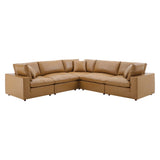 Commix Down Filled Overstuffed Vegan Leather 5-Piece Sectional Sofa
