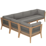 Clearwater Outdoor Patio Teak Wood 6-Piece Sectional Sofa