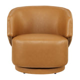 Celestia Vegan Leather Fabric and Wood Swivel Chair