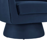 Astral Performance Velvet Fabric and Wood Swivel Chair