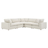 Commix Down Filled Overstuffed Boucle 5-Piece Sectional Sofa