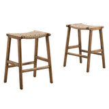 Saoirse Woven Rope Wood Counter Stool - Set of 2