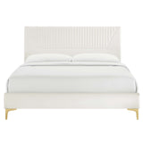 Yasmine Channel Tufted Performance Velvet Twin Platform Bed
