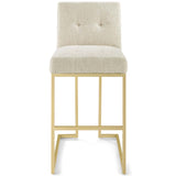 Privy Gold Stainless Steel Upholstered Fabric Bar Stool