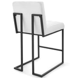 Privy Black Stainless Steel Upholstered Fabric Counter Stool Set of 2