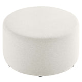 Callum Large 29" Round Woven Heathered Fabric Upholstered Ottoman