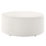 Callum Large 38" Round Woven Heathered Fabric Upholstered Ottoman