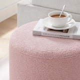 Tilden 16" Round Sherpa Upholstered Ottoman