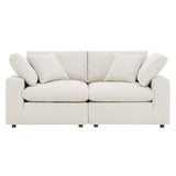 Commix Down Filled Overstuffed Boucle Fabric Loveseat