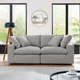 Commix Down Filled Overstuffed Boucle Fabric Loveseat