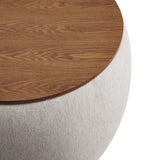 Perla Woven Heathered Fabric Upholstered Storage Ottoman