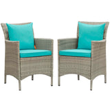 Conduit Outdoor Patio Wicker Rattan Dining Armchair Set of 2