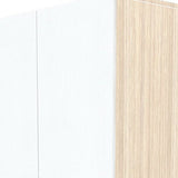 White And Natural Finish Wood Computer Hutch Desk